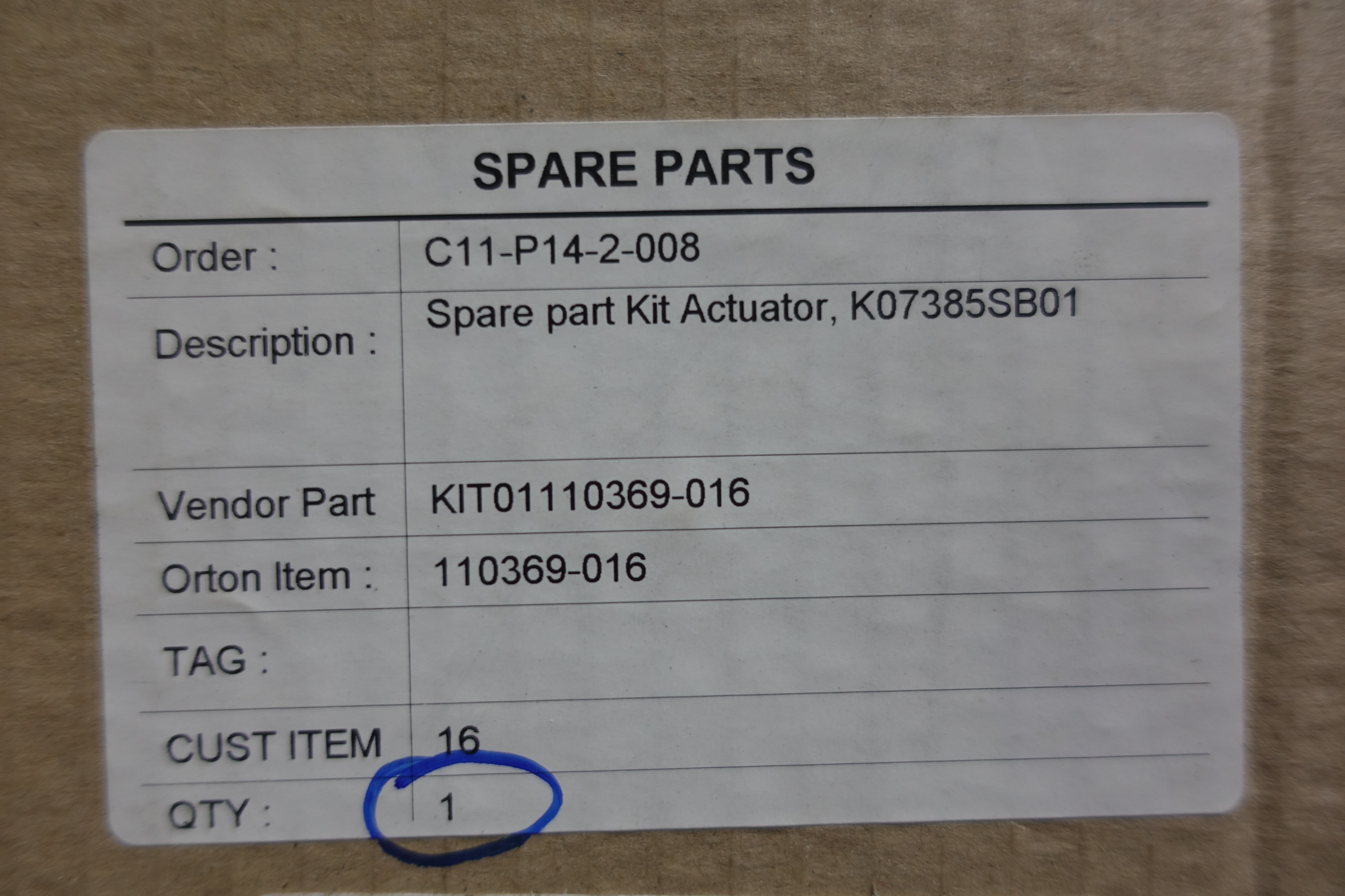 KIT,SPAREPART,K07385SB01 thumbnail