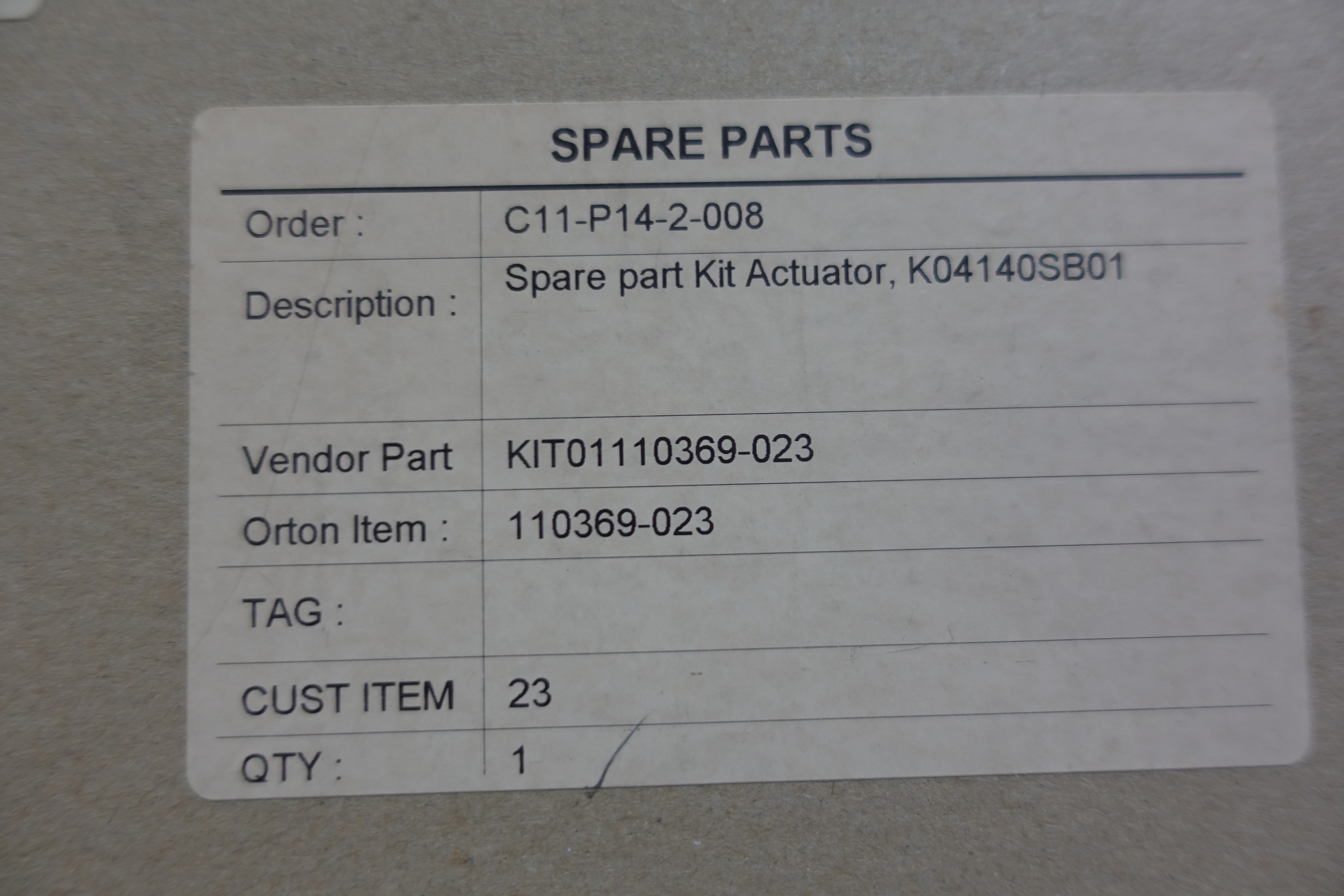 KIT,SPAREPART,K04140SB01 thumbnail