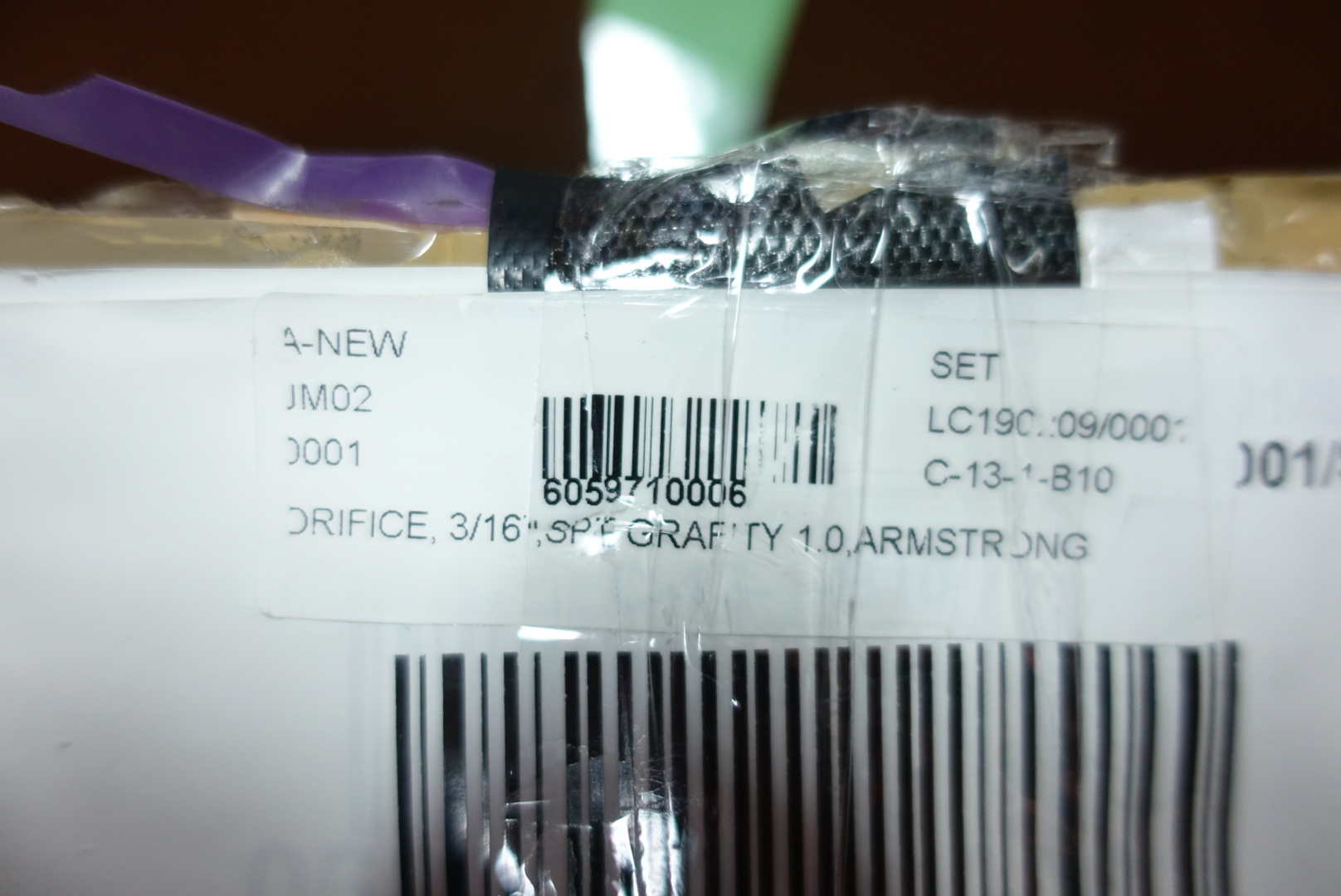 ORIFICE, 3/16",SPE GRAFITY 1.0,ARMSTRONG